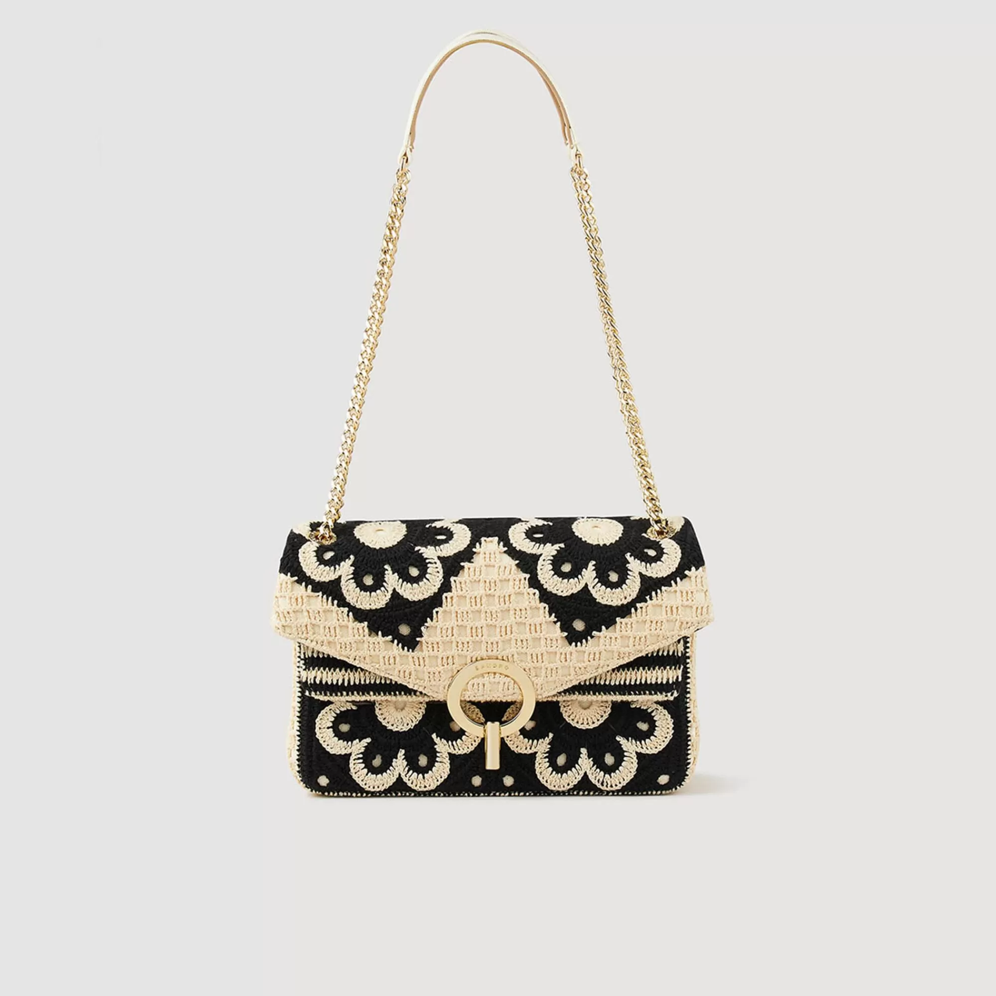 Mulheres Sandro Paris Bolsa Yza Em Croche Bicolor