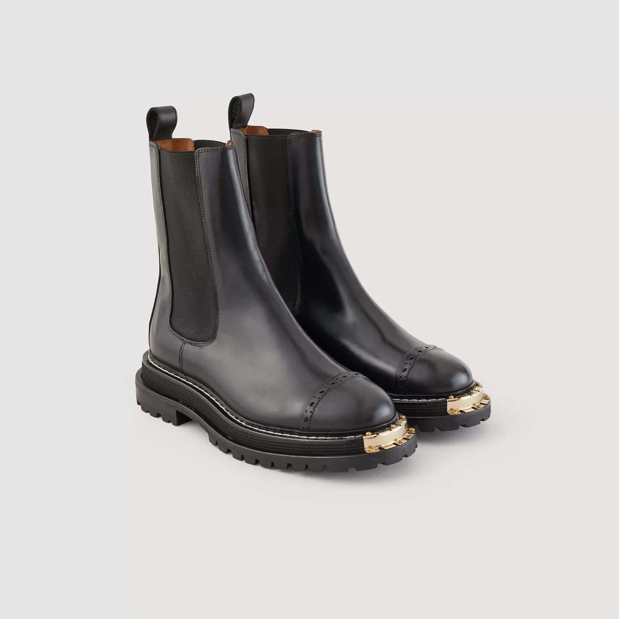 Mulheres Sandro Paris Botins Com Sola Dentada