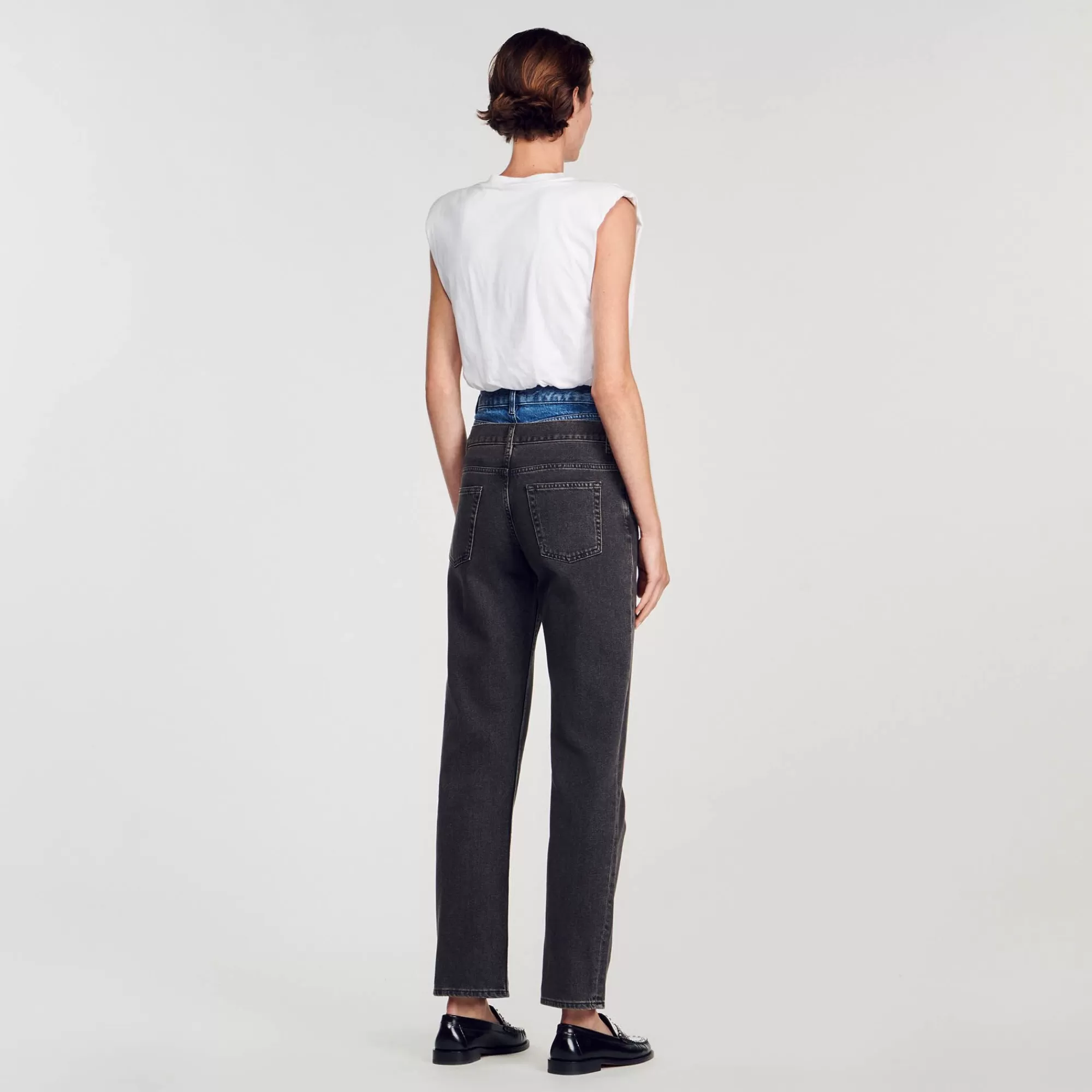 Mulheres Sandro Paris Calça Jeans Cintura Dupla Bicolor