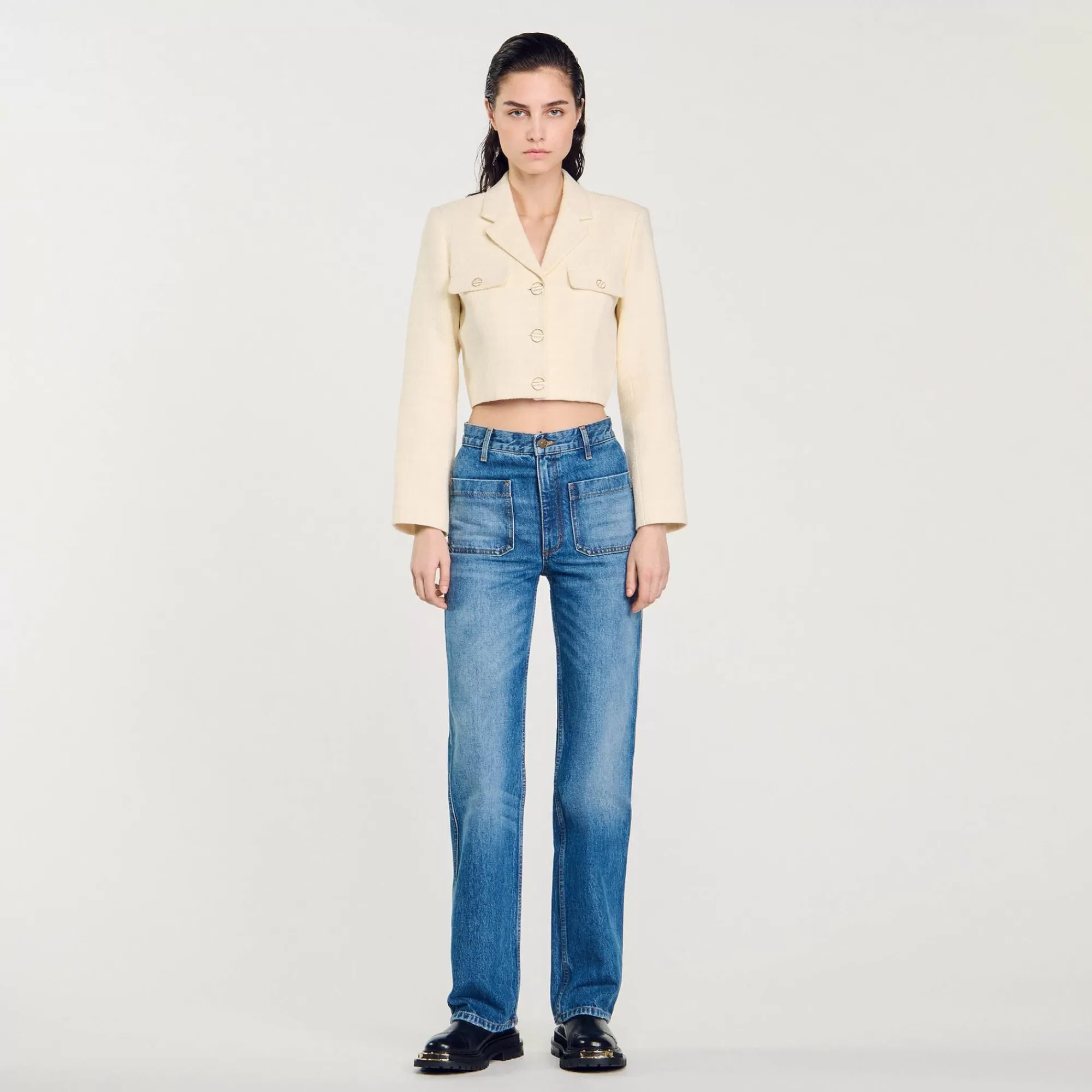 Mulheres Sandro Paris Calça Jeans Desbotada