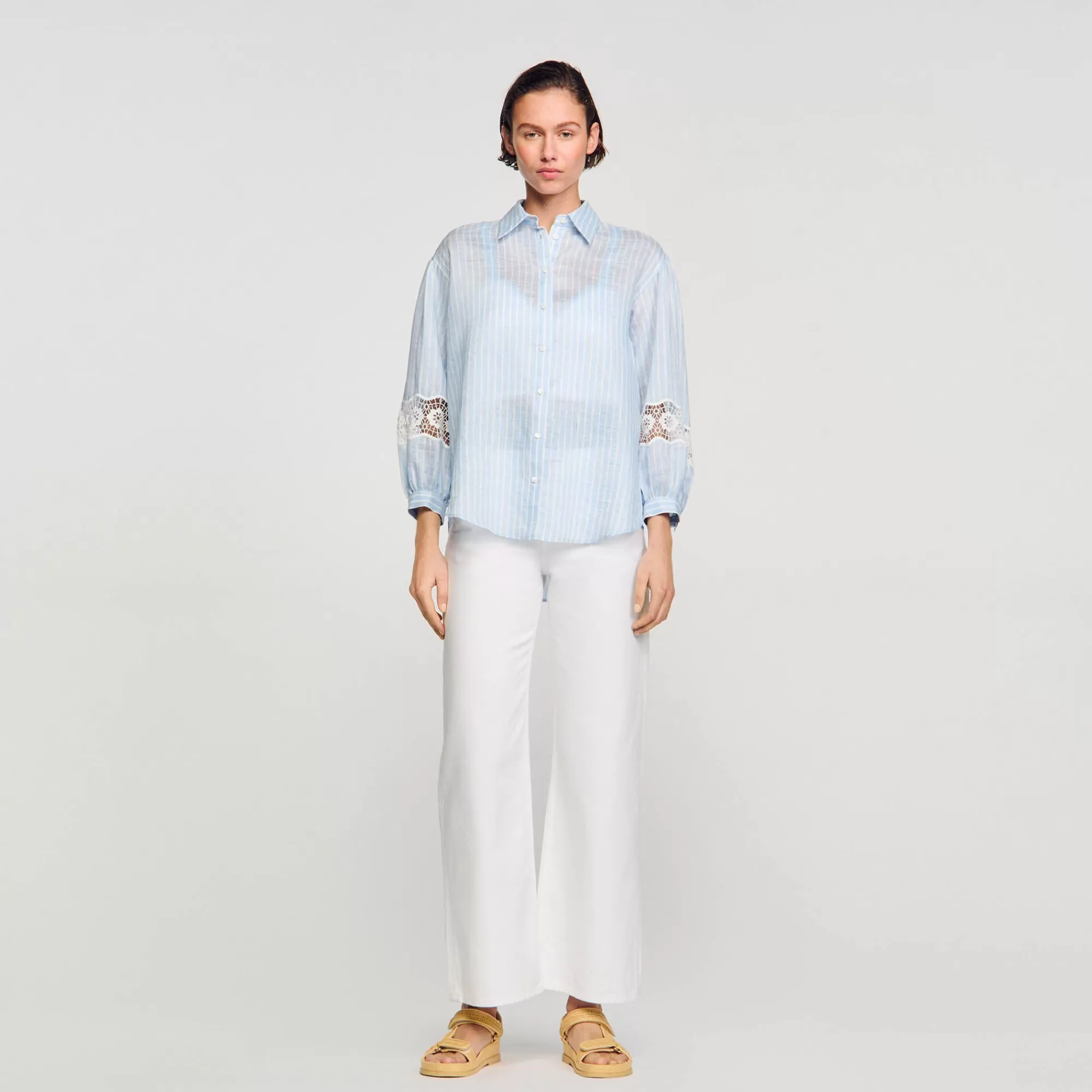 Mulheres Sandro Paris Camisa Listrada