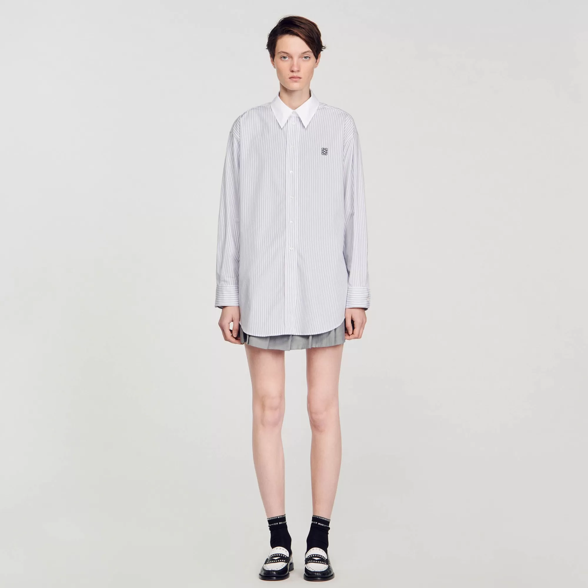 Mulheres Sandro Paris Camisa Listrada Grande