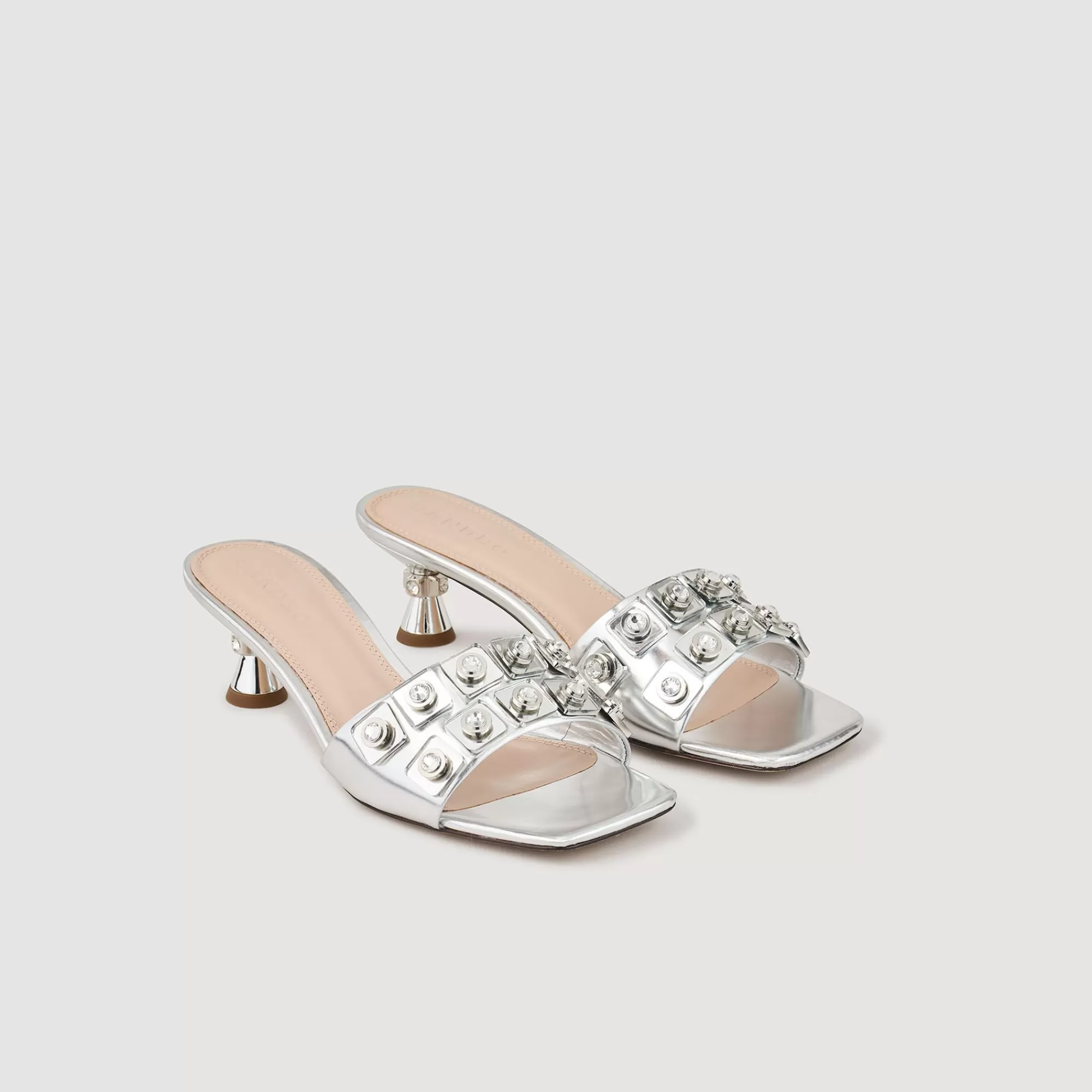 Mulheres Sandro Paris Sapato Tipo Slingback Em Couro Metalizado