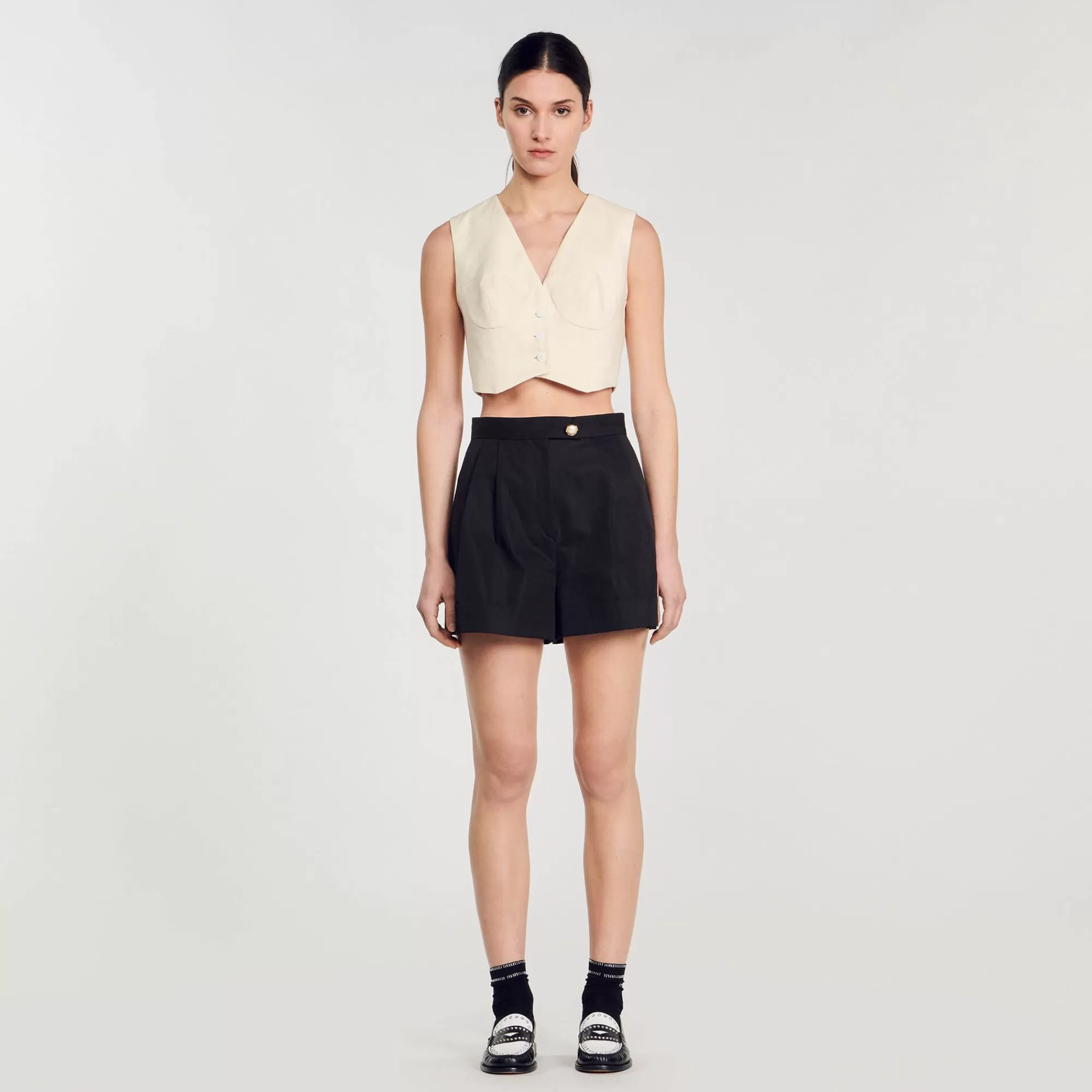 Mulheres Sandro Paris Shorts De Gabardina