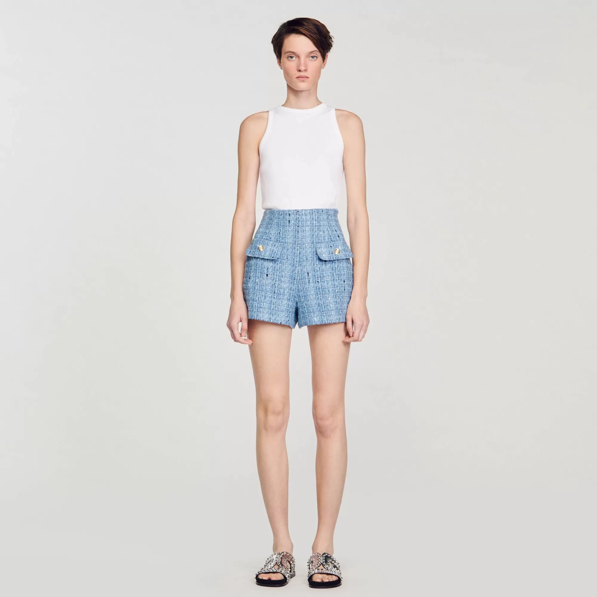 Mulheres Sandro Paris Shorts De Tweed