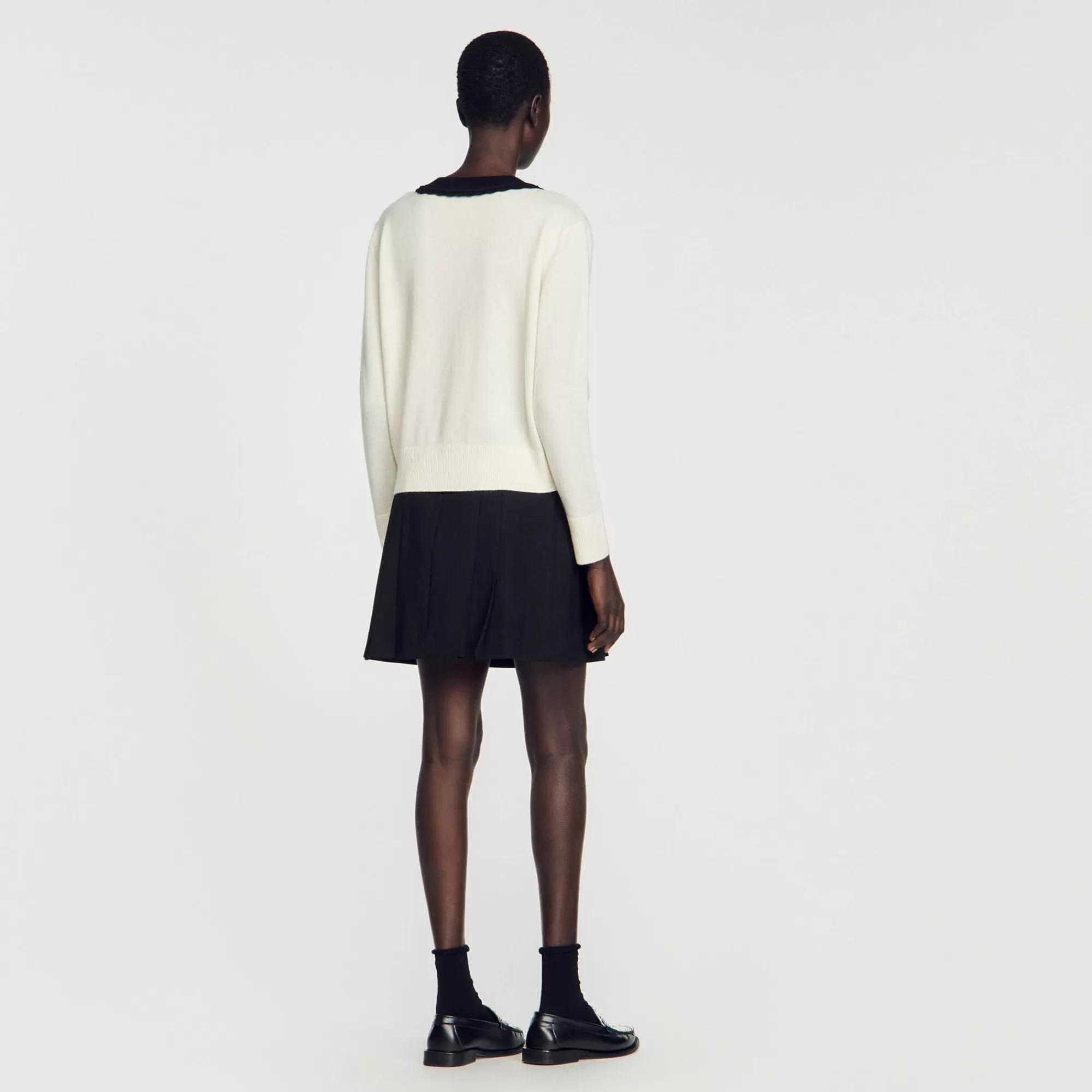 Mulheres Sandro Paris Sueter Bicolor Com Decote Em V