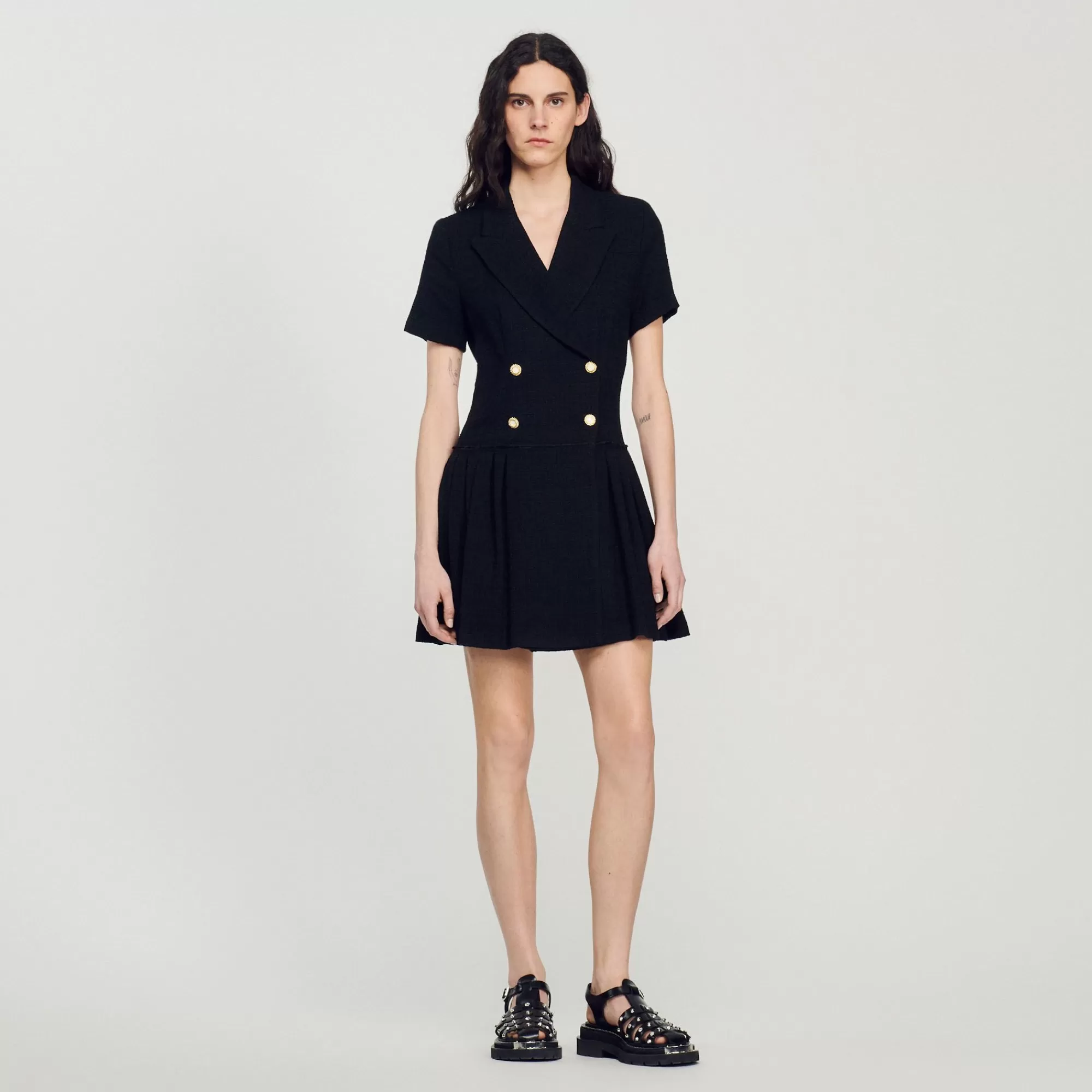 Mulheres Sandro Paris Vestido Curto De Tweed