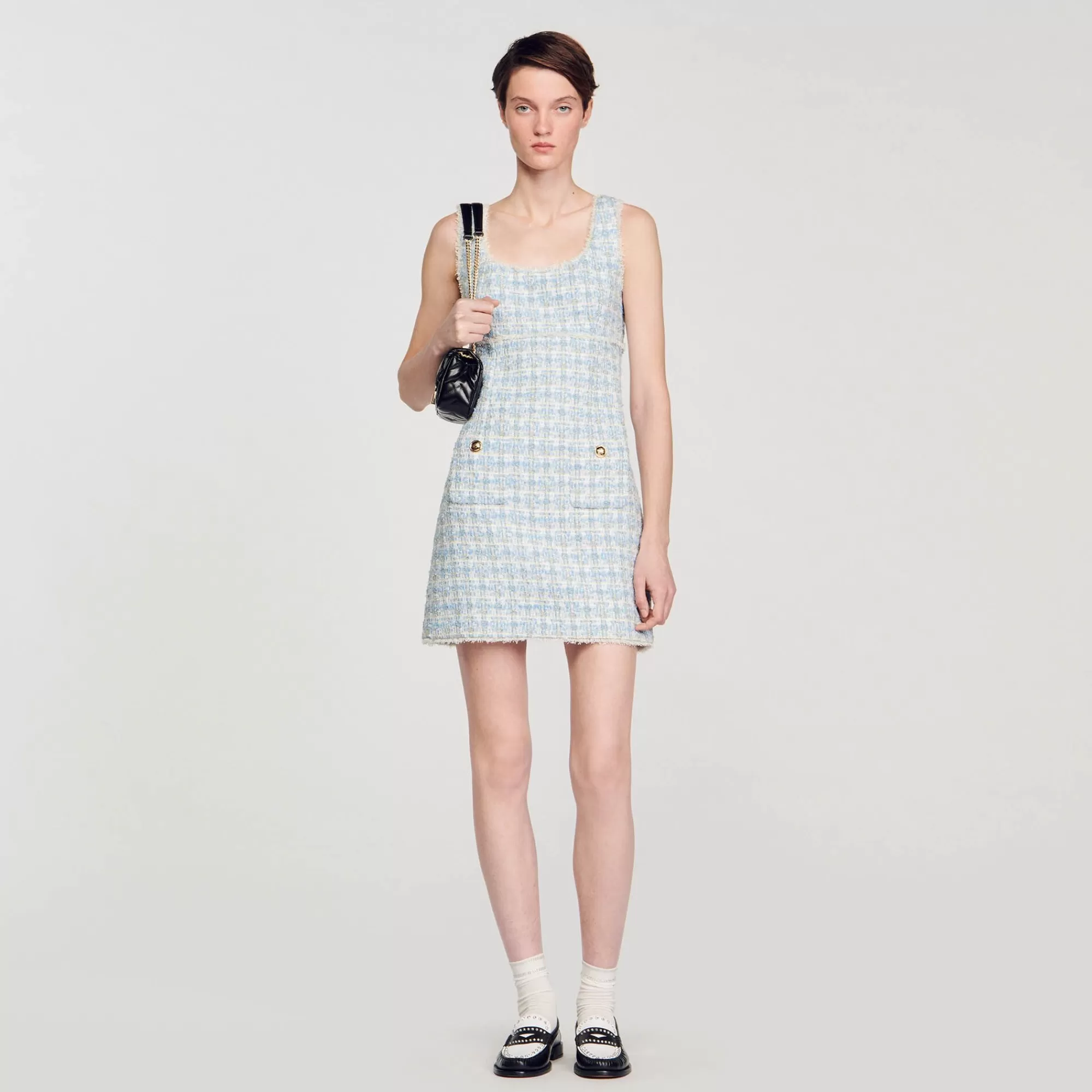 Mulheres Sandro Paris Vestido Curto De Tweed