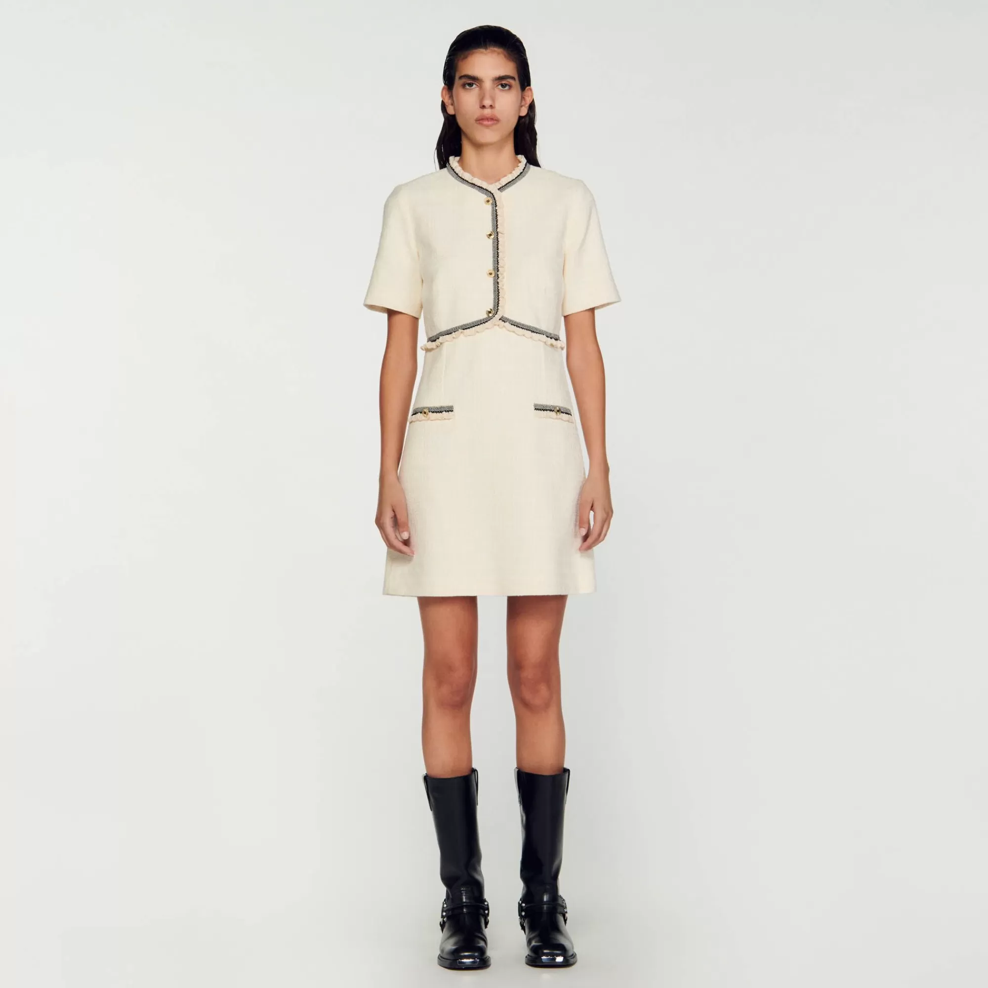 Mulheres Sandro Paris Vestido Curto De Tweed