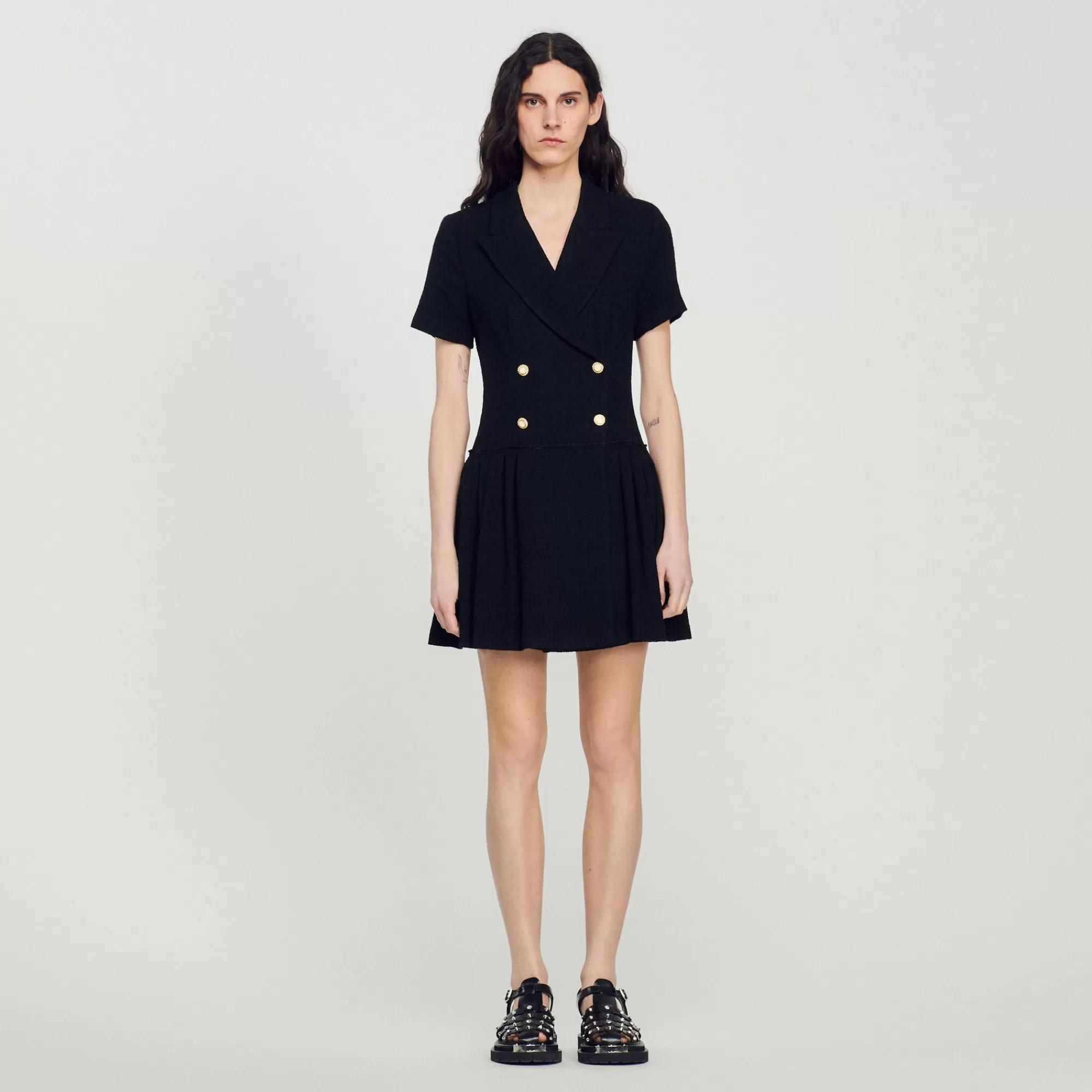 Mulheres Sandro Paris Vestido Curto De Tweed