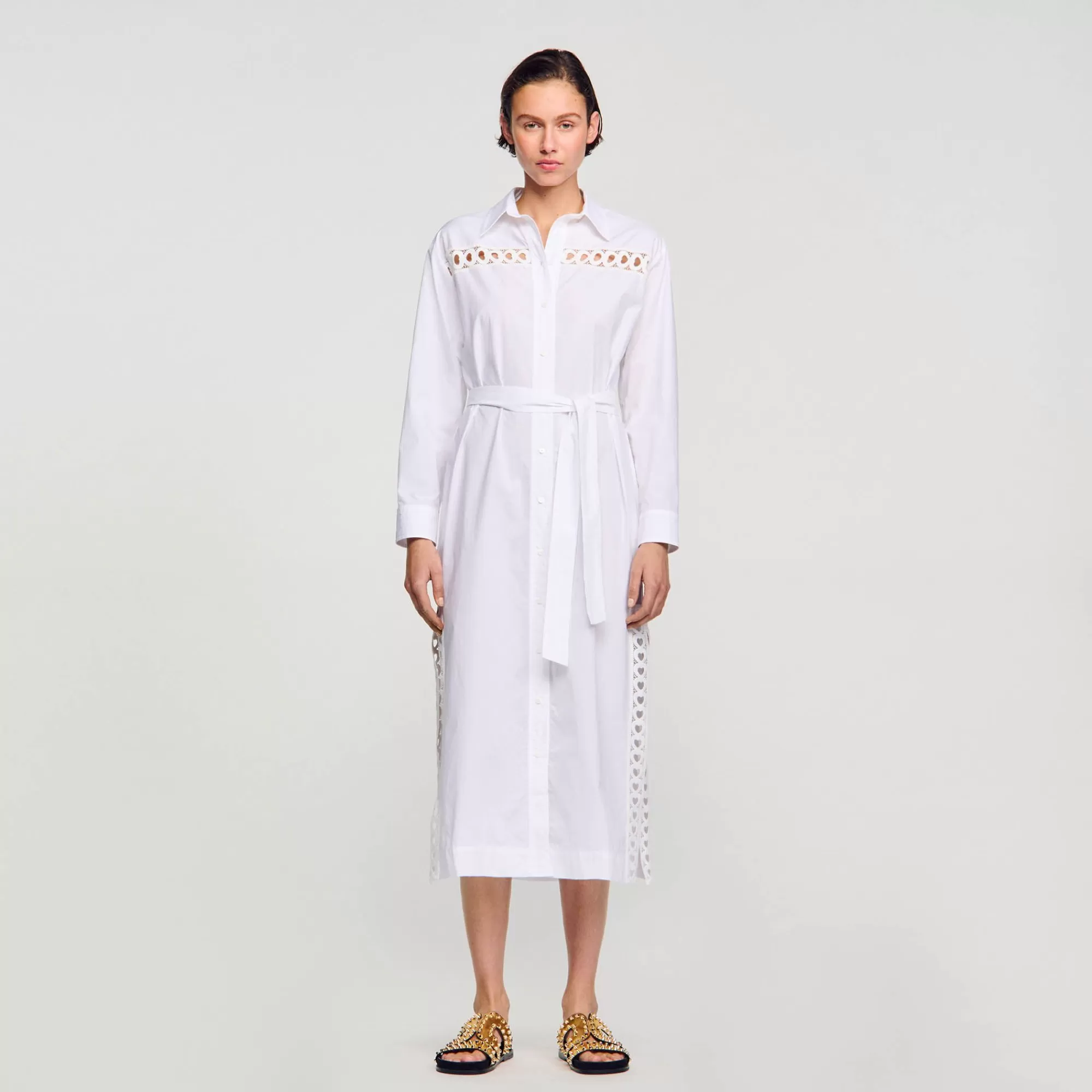 Mulheres Sandro Paris Vestido De Camisa Longa