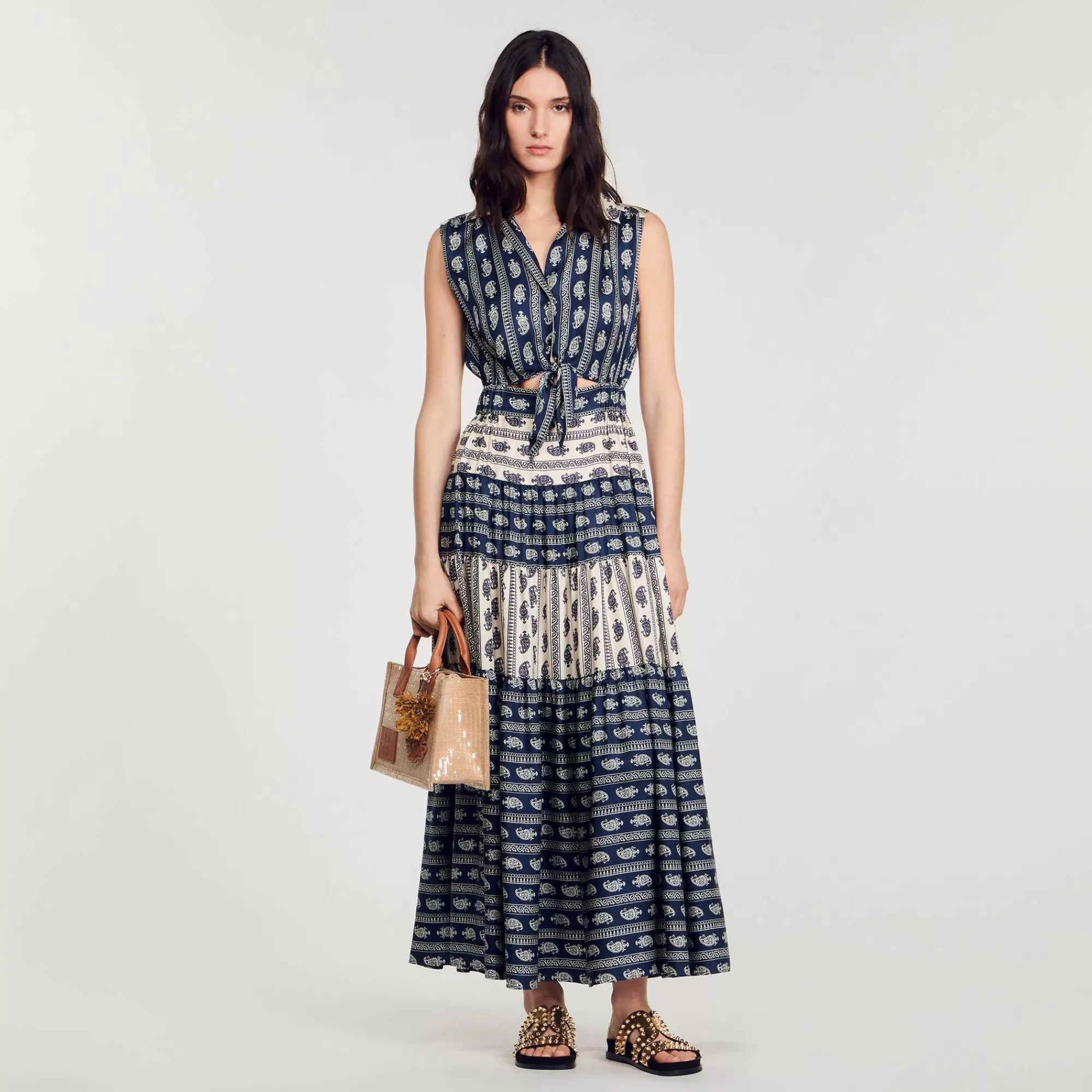 Mulheres Sandro Paris Vestido Longo Com Estampa Paisley