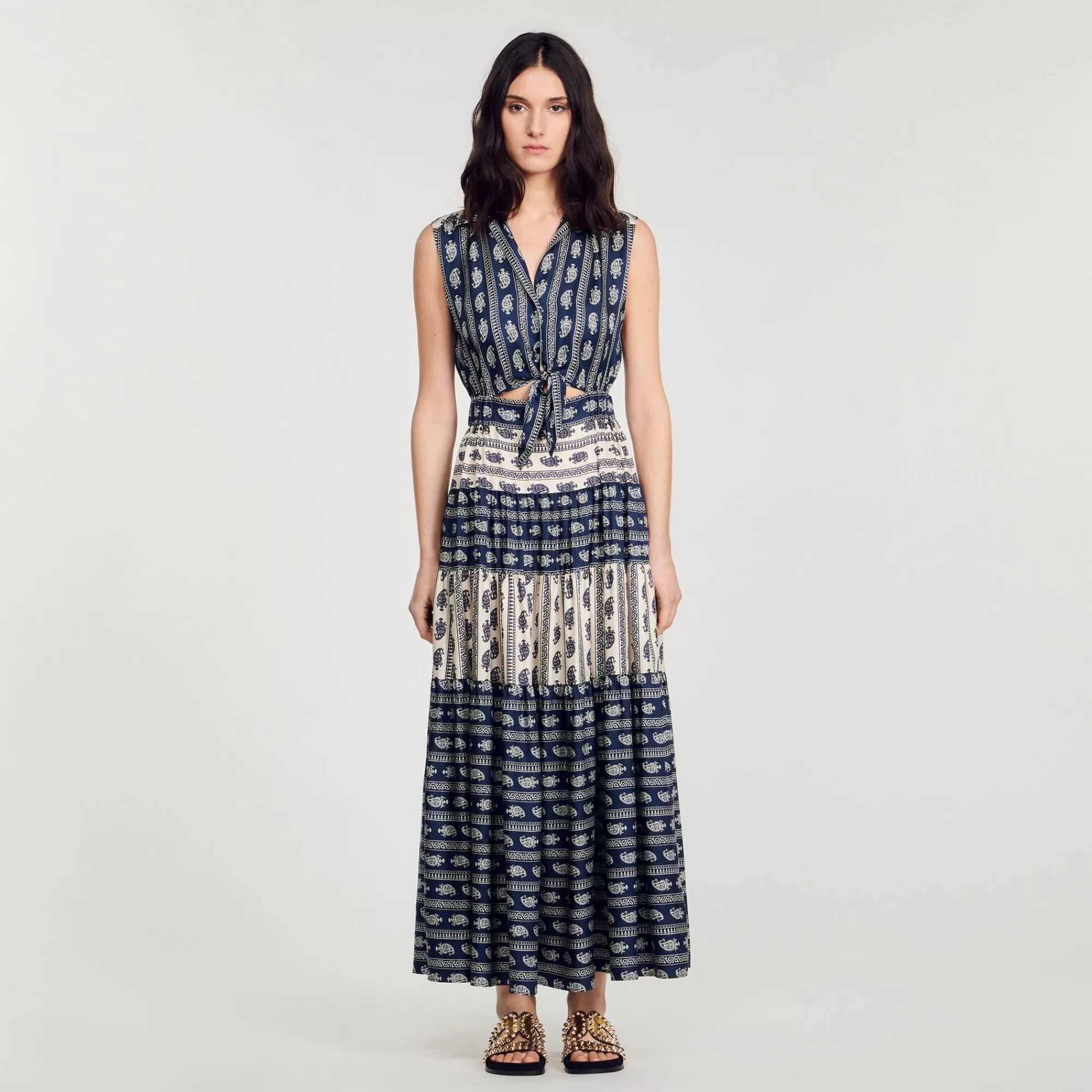 Mulheres Sandro Paris Vestido Longo Com Estampa Paisley