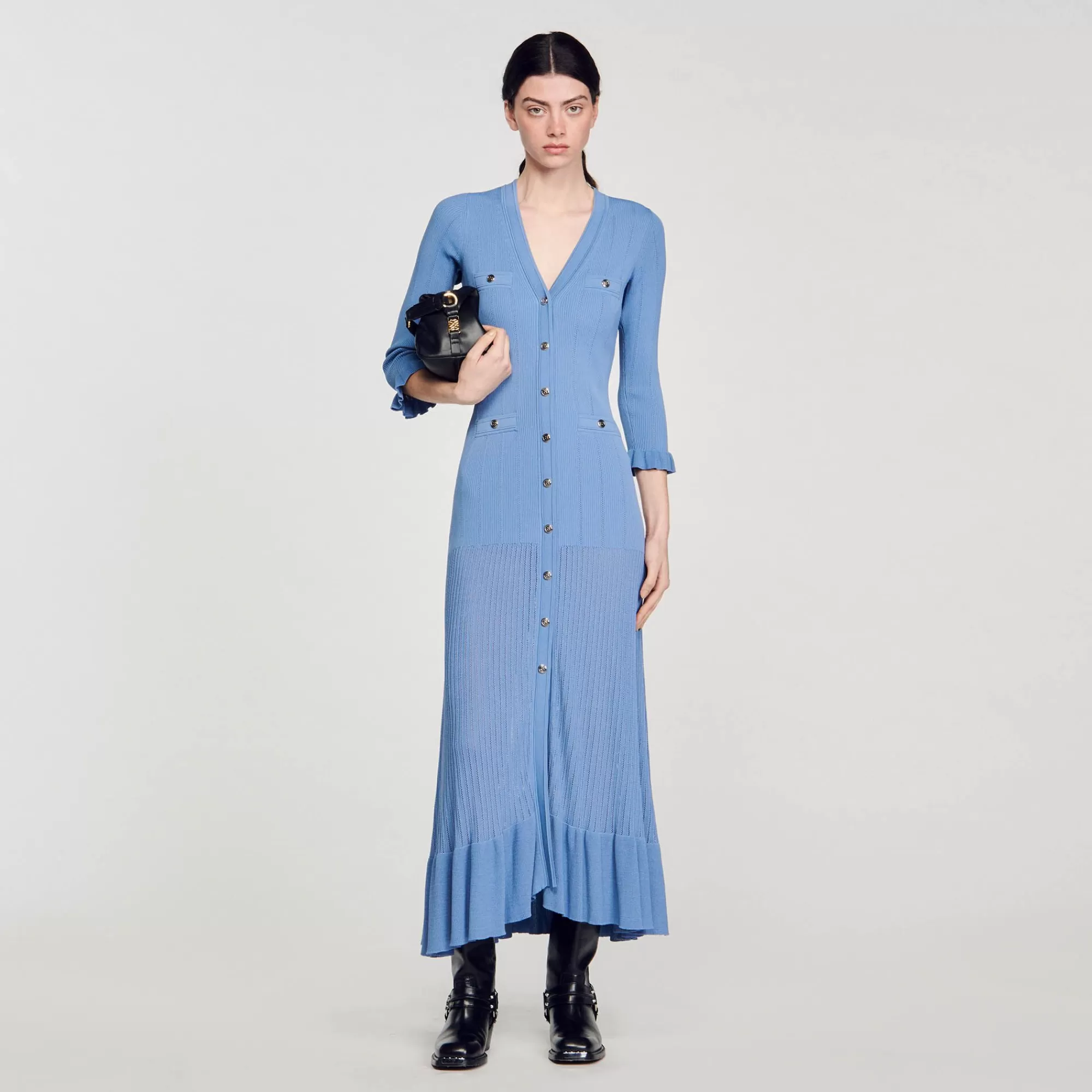 Mulheres Sandro Paris Vestido Longo De Malha