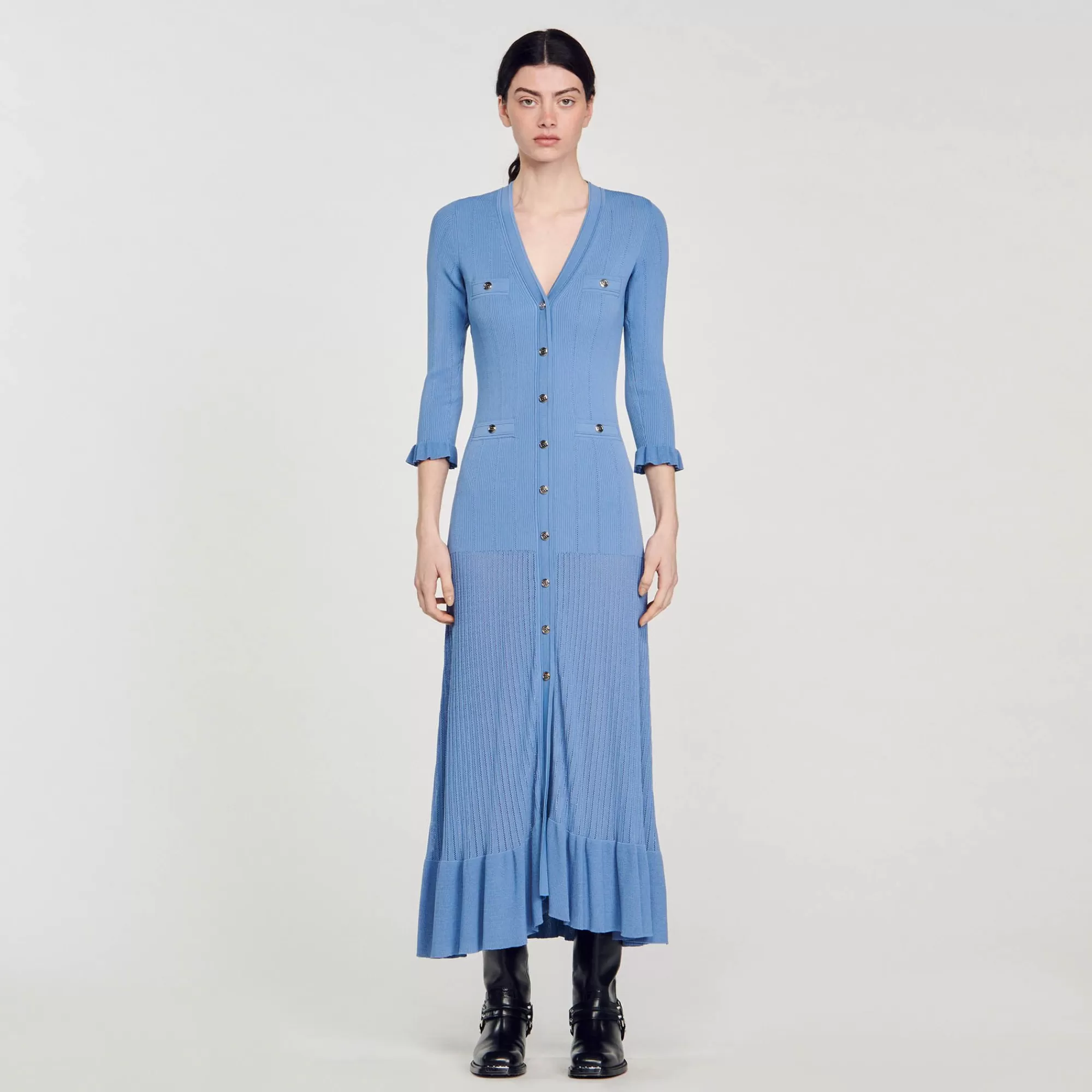 Mulheres Sandro Paris Vestido Longo De Malha