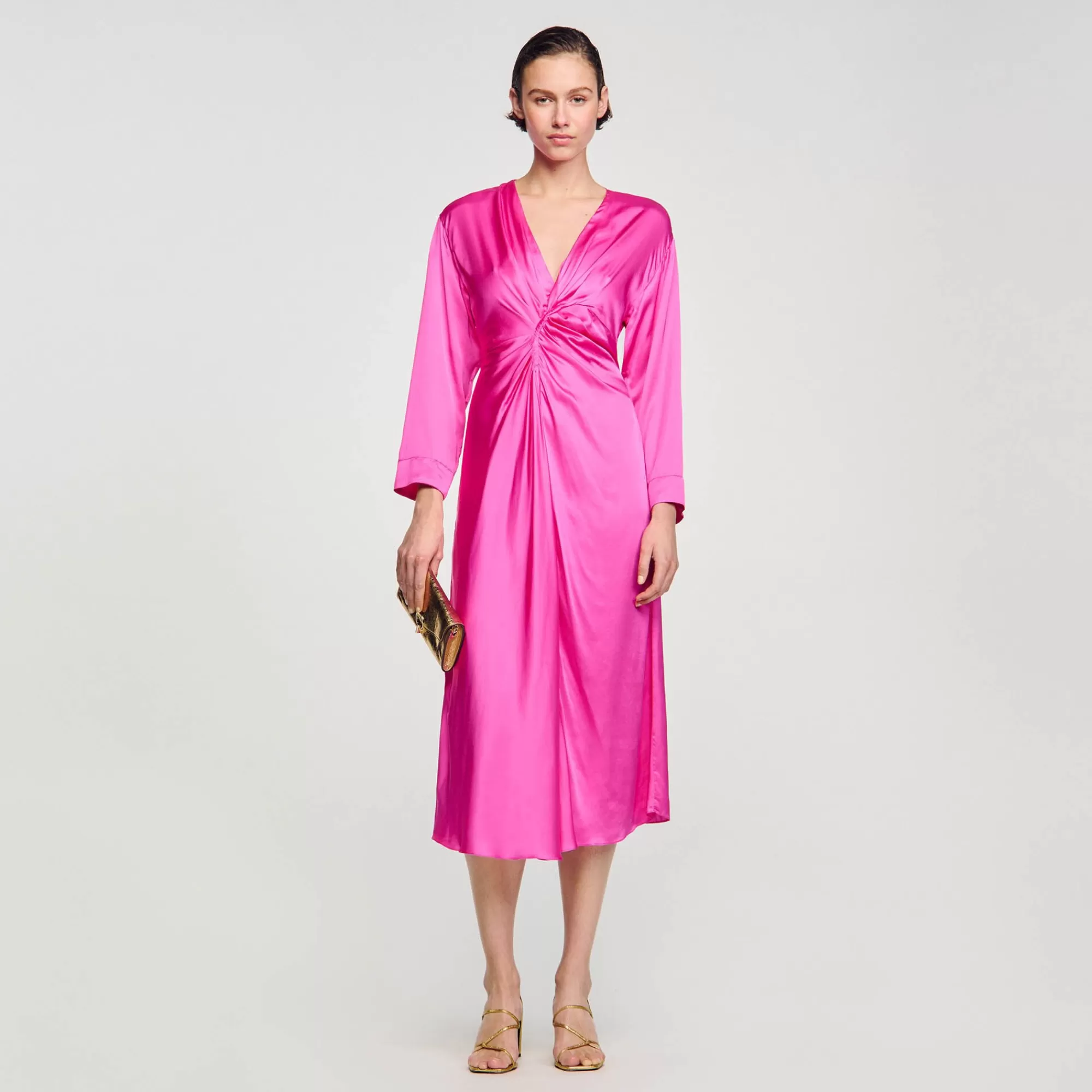 Mulheres Sandro Paris Vestido Longo Drapeado