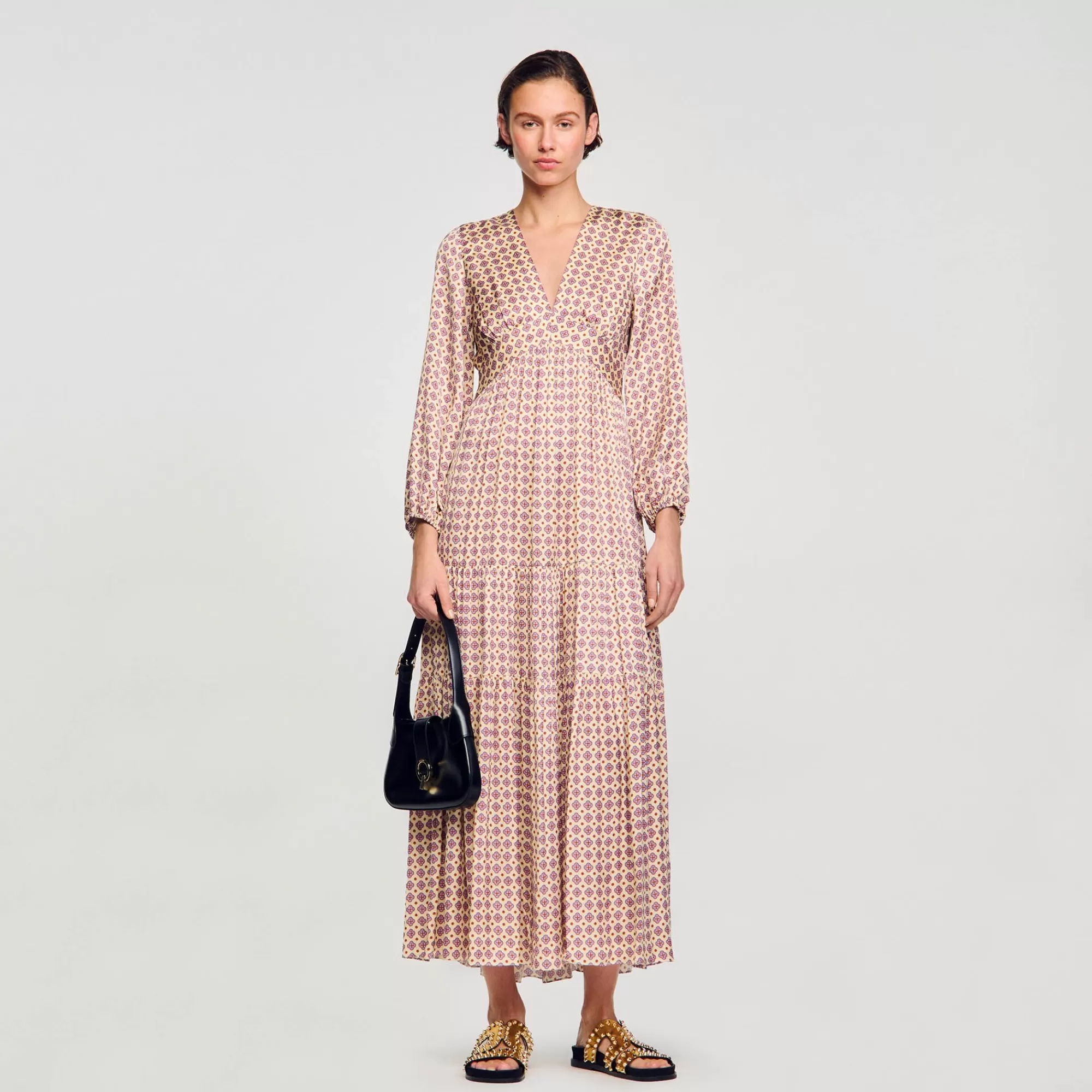 Mulheres Sandro Paris Vestido Longo Estampado