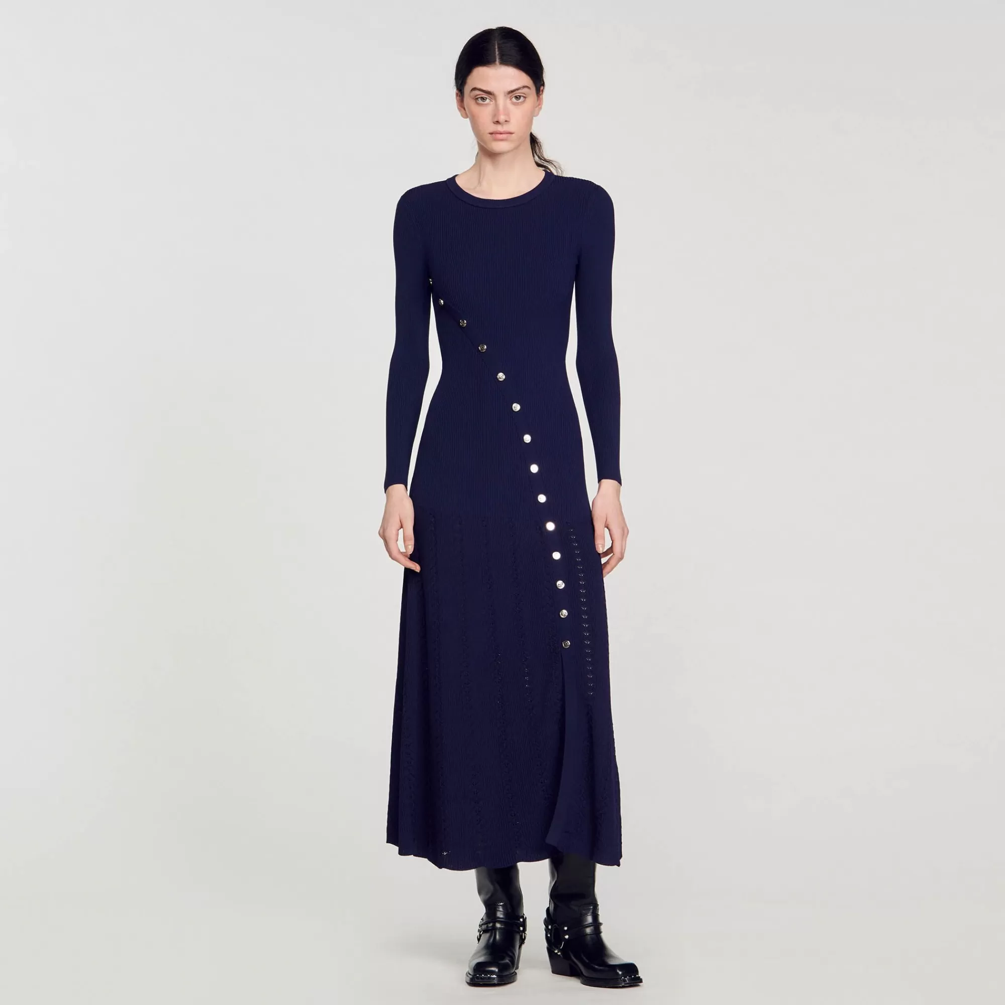 Mulheres Sandro Paris Vestido Midi De Malha