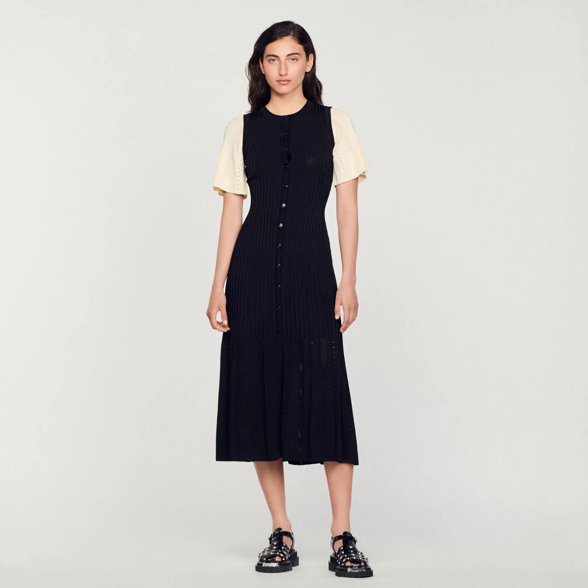 Mulheres Sandro Paris Vestido Midi De Malha