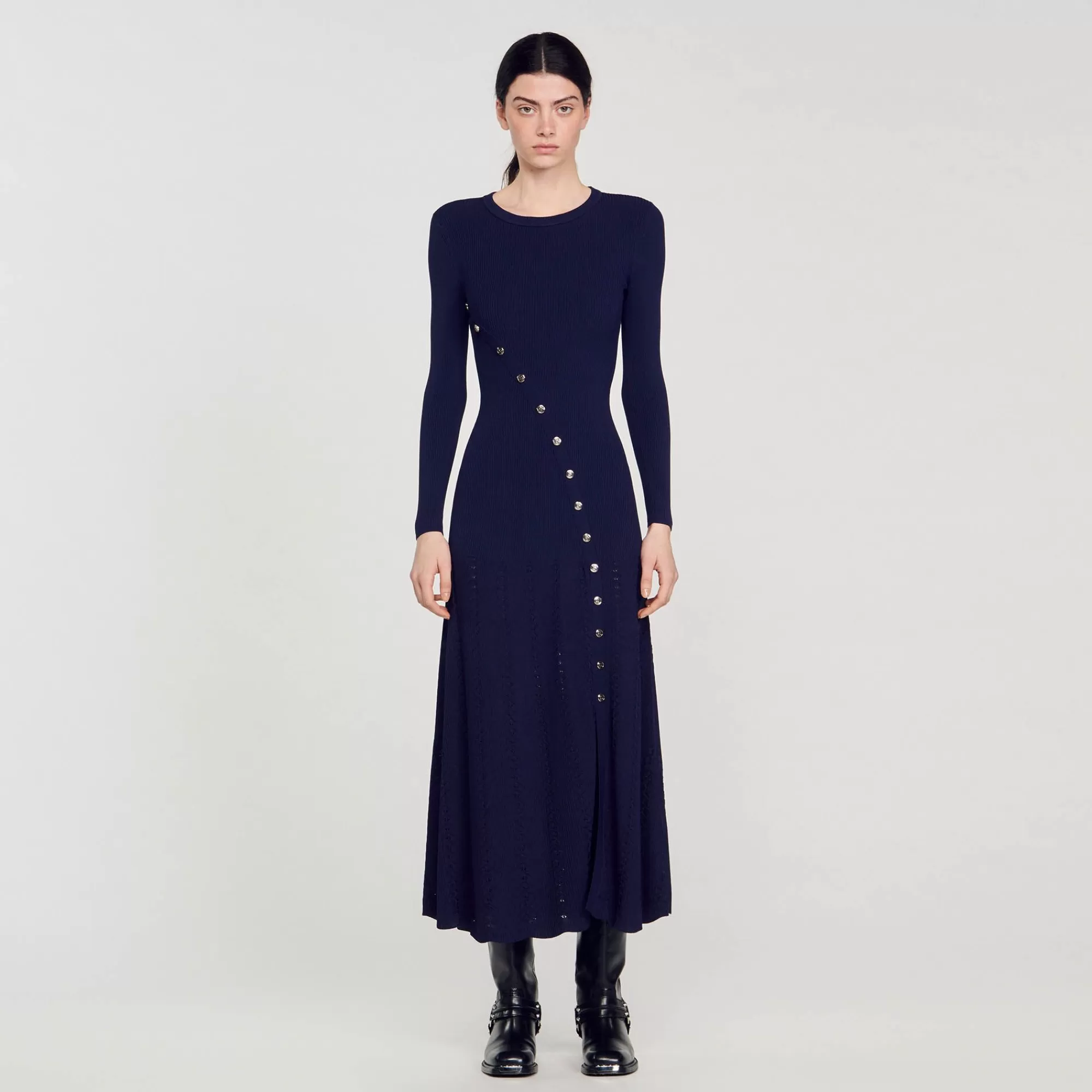 Mulheres Sandro Paris Vestido Midi De Malha