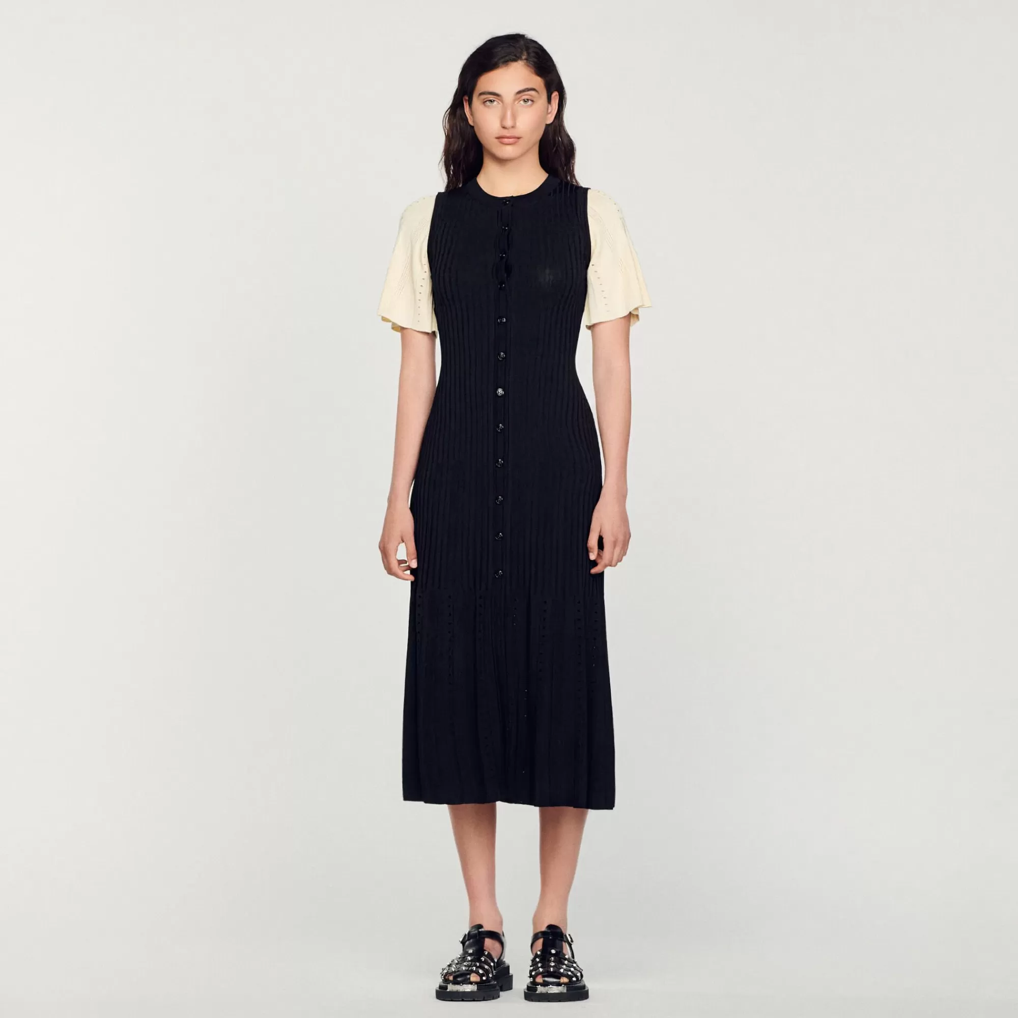 Mulheres Sandro Paris Vestido Midi De Malha